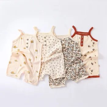 0-24 м, одежда для новорожденных мальчиков и девочек, Летний хлопковый детский комбинезон без рукавов, милый милый наряд для новорожденных