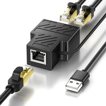 1-3 шт. Адаптер Ethernet с двойным удлинителем RJ45 10/100 Мбит/с, удлинительный разъем 5 В для кабеля Ethernet от женщины к женщине