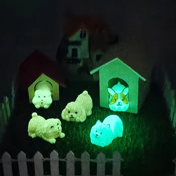 1 комплект декораций для кукольного домика, имитация светящейся в темноте собаки, оформление микроландшафта собачьего домика
