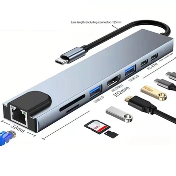 1 ШТ. USB C концентратор Type C для 4K-совместимого адаптера USB-C для быстрой зарядки данных PD USB-концентратор