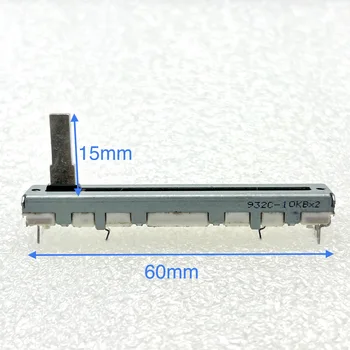 1 ШТ Японский потенциометр с прямым скольжением 60 мм B10KX2 длина 6-контактного вала 15 мм
