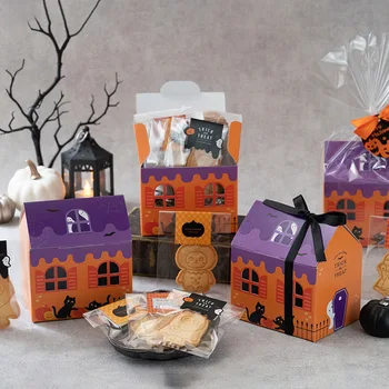 10/20шт Коробка Конфет Halloween House Nougat Cookies Creative Favor Подарочная Упаковка Для Выпечки Color Happy Halloween Party Supplies