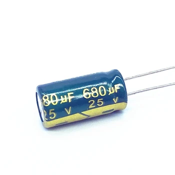 10 шт./лот 25 В 680 мкФ Низкое ESR/Импеданс высокочастотный алюминиевый электролитический конденсатор размер 8*16 680 МКФ25 В 20%