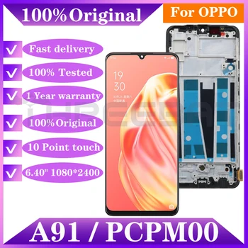 100% Оригинальная Поддержка Дисплея Отпечатков пальцев Для OPPO A91 ЖК-дисплей С Сенсорным Экраном Digitizer В сборе Для PCPM00 CPH2001 CPH2021