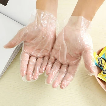 100шт Одноразовых перчаток Противоскользящие пищевые перчатки Бытовые гигиенические перчатки для защиты от пищевых продуктов Перчатки для бытовой уборки