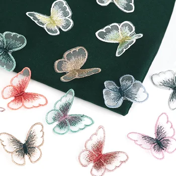 10шт старинные вышитые патчи бабочка 3D форма бабочки из органзы аппликация патчи шить одежду для ремонта ткани 