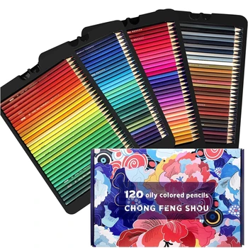 120 Профессиональных цветных карандашей на масляной основе, мягкие карандаши для рисования с точилкой для взрослых, детей, начинающих раскрашивать