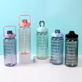 2000 мл Напоминание для Питья Пластиковой Спортивной Чашки Для Воды с Градуированной Бутылкой Для Воды Портативная Космическая Чашка Бутылка Для Воды Большой Емкости