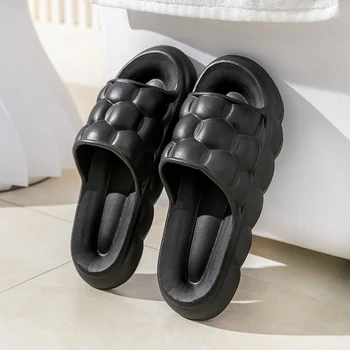 2023 Женские мужские тапочки для ванной комнаты, нескользящие домашние вьетнамки на толстой платформе, Пляжные сандалии, женская обувь