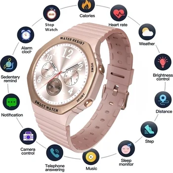 2023 Новые модные женские смарт-часы 360 * 360 с полным сенсорным экраном, мониторинг сердечного ритма, кислорода в крови, Bluetooth-вызов smartwatch