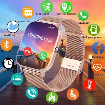 2023 Новые Смарт-часы Женские Мужские С Полным Сенсорным Набором Вызова Фитнес-Трекер IP67 Водонепроницаемый Bluetooth Ответ На Вызов Smartwatch Woman + Box