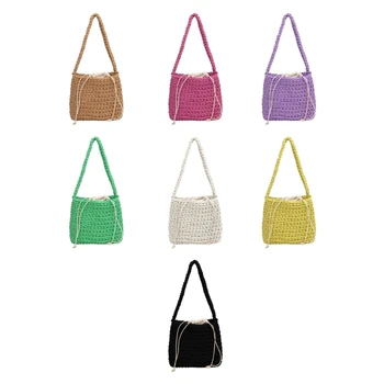 2023 Новые сумки через плечо для женщин, однотонная сумка для подмышек, хлопковая тканая сумка для подмышек с завязками, роскошная сумка-кошелек