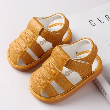 2023, Обувь для новорожденных девочек и мальчиков, обувь для первых прогулок, защита от столкновений, обувь для малышей, Мягкая подошва, Кожаные Детские пляжные сандалии