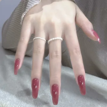 24шт Поддельный ноготь Длинный Балет Многоразовый Клей Акриловый Пресс на ногти Bayberry Color Искусственные накладные ногти Искусство Индивидуальности Ногтей