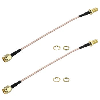 2X SMA для мужчин и SMA для женщин Обжимная гайка для переборки RG316 Коаксиальный кабель-перемычка с косичкой 15 см