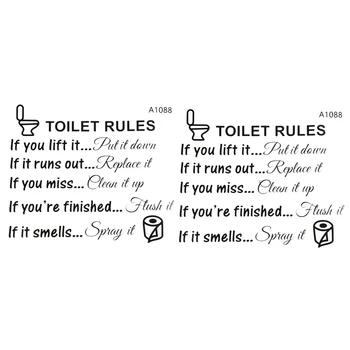 2X Туалетных Правила для ванной комнаты Съемная наклейка на стену Виниловые художественные наклейки DIY Home Decor