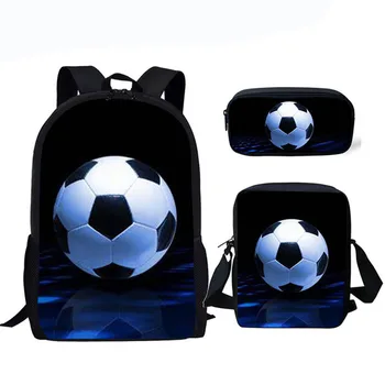 3D футбольные принты, 3 шт./компл., школьные сумки, детский студенческий рюкзак для мальчиков-подростков, детские сумки для книг, повседневные рюкзаки