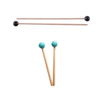 4шт мягких резиновых палочек с деревянной ручкой, молотки для деталей колоколов ксилофона Glockenspiel, черный и зеленый