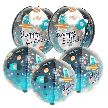 5 шт./комплект 22-дюймовых 4D Воздушных шаров на космическую тематику, День рождения, Галактика, Праздничные принадлежности, Космические украшения для Дня рождения, баллоны
