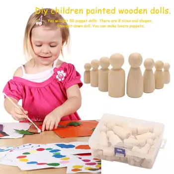 50шт деревянных кукол для раскрашивания своими руками, украшения для кукольных тел мужского и женского пола