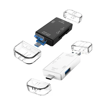 6 в 1 OTG USB 3.0 Type-C Кардридер для Разветвления Защищенных цифровых/TF Картридеров
