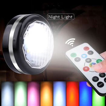 6 ШТ. RGB цветной светодиодный светильник для шкафа, портативное украшение дома, ночник с регулируемой яркостью, работающий на батарейках для спальни, фойе, вечеринки