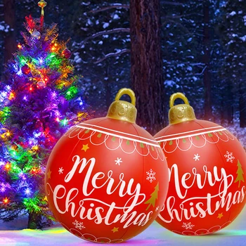 60-сантиметровое украшение для рождественской елки, Светящийся Рождественский Надувной шар из ПВХ с легким водонепроницаемым реквизитом для вечеринок, Праздничные принадлежности