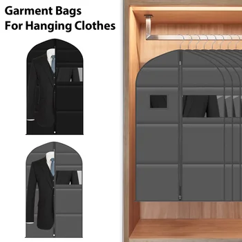 7шт сумки для одежды для подвешивания одежды дышащие чехлы для одежды сумка с прозрачным окном многоразовый нетканый костюм сумка для хранения 