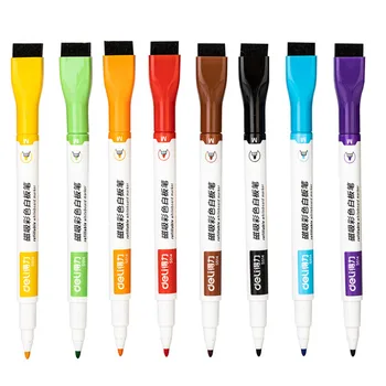 8 шт. / упак. 8-цветной набор маркеров для сухого стирания и набор маркеров для белой доски с кисточкой и магнитом
