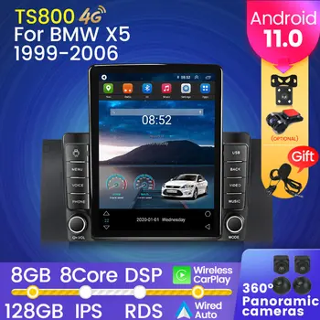 8G + 128 ГБ 2din Android 11 Carplay Для Tesla Вертикальное автомобильное радио Стерео для BMW X5 E39 E53 1999-2006 Мультимедийный плеер GPS BT5.0