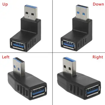 90-Градусный левый и правый разъем адаптера USB 3.0 A для мужчин и женщин для портативных ПК Оптом