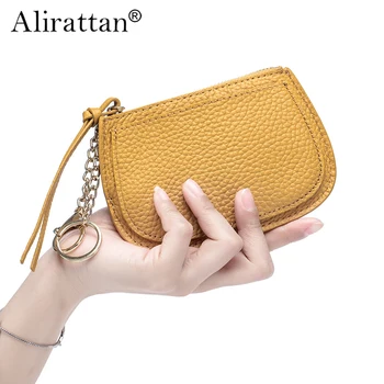 Alirattan 2023 Новый маленький кошелек Zero для женщин, мини-брелок из натуральной кожи, Тонкий мягкий кошелек для монет Zero на молнии