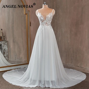 ANGEL NOVIAS, длинные шифоновые свадебные платья 2024 для женщин, свадебное платье в стиле бохо, свадебное платье Robe De Mariee 65469