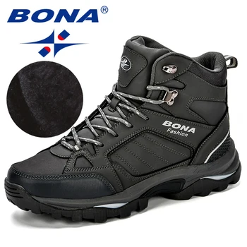 BONA 2023 / Новые дизайнерские Зимние замшевые ботинки с высоким берцем, мужские теплые плюшевые зимние ботинки, мужские высококачественные противоскользящие походные ботинки Mansculino