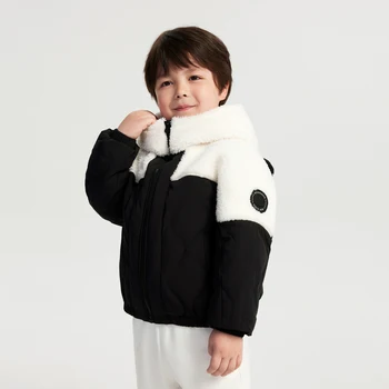 BOSIDENG Черно-белая куртка с вышивкой пандой для девочек и мальчиков, детская зимняя куртка, теплая пуховая куртка с капюшоном, новинка T30133770