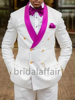 Bridalaffair 2023 Модный Новый мужской костюм Приталенные Свадебные Блейзеры Куртка Жилет Костюм Homme 3шт Двубортный