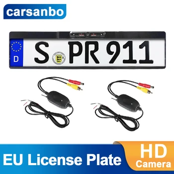 Carsanbo Водонепроницаемая рамка номерного знака автомобиля ЕС Передняя и задняя камеры Беспроводная инфракрасная камера ночного видения Автомобильная HD камера ночного видения