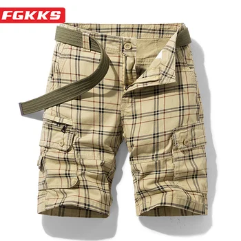 FGKKS 2023, уличные повседневные шорты, мужские хлопковые спортивные брюки Five Points, высококачественные повседневные брюки в клетку с большим карманом, мужские