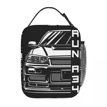 GTR R34 Skyline Jdm Автомобильная сумка для ланча с изоляцией, школьный контейнер для ланча, портативный термос-охладитель уникального дизайна, ланч-бокс для ланча