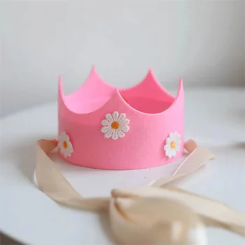 INS Kids Daisy Birthday Party Корона Желто Розовый Цветок Шляпа Тема Подсолнуха Головные Уборы на День Рождения Реквизит для фотосессий 2023 Новинки