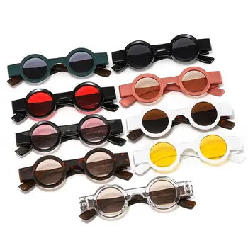Ins Популярные прозрачные линзы Ocean Для женщин и мужчин Солнцезащитные очки в стиле панк с заклепками Маленькие Круглые солнцезащитные очки