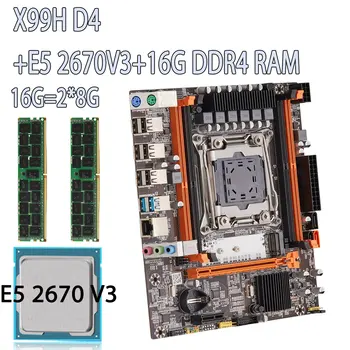 KEYIYOU X99H D4 Материнская плата LGA 2011-3 в комплекте с процессором Xeon E5 2670 V3 и 2 * 8 ГБ = 16G DDR4 2133 МГЦ ECC REG память USB3.0 STA3.0 M.2 NVME