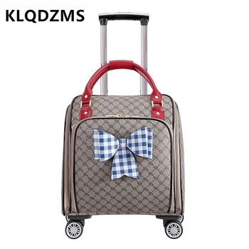 KLQDZMS, 16-дюймовый чемодан, Яркая посадочная коробка, женская тележка, Студенческая легкая дорожная сумка на колесиках, багаж на колесиках
