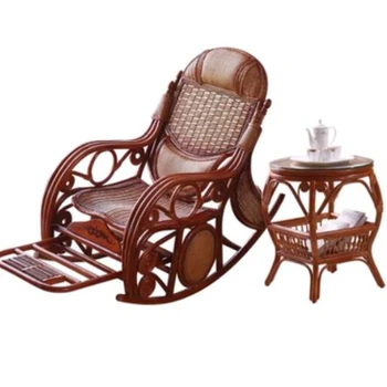 L Табурет для дома, кресло-качалка, кресло для отдыха на балконе для взрослых, бамбуковый стул из ротанга, плетеный из ротанга, массив дерева для