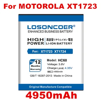 LOSONCOER 4950mAh HC60 Аккумулятор Для Motorola C Plus Dual SIM XT1723 XT1724 XT1725 Аккумулятор Мобильного Телефона Литий-Полимерный Аккумулятор