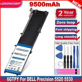 LOSONCOER 6GTPY 9500 мАч Аккумулятор для ноутбука DELL Precision 5520 5530 для Ноутбуков DELL XPS 15 серии 9570 9560