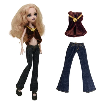 NK 1 комплект одежды ручной работы, рубашка, Длинные джинсы Для куклы Monstering High, повседневная одежда, аксессуары для кукол, игрушка для вечеринки 