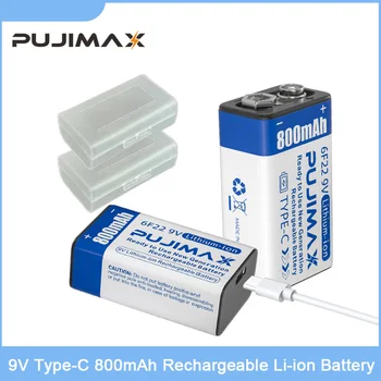 PUJIMAX Новый 9V 800mAh Литий-ионный Аккумулятор Type-C USB 6F22 Аккумулятор Для Мультиметра Микрофон Металлоискатель + Кабель