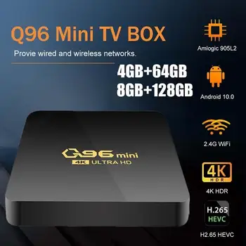 Q96 Mini Smart TV Box Android 10,0 S905L Четырехъядерная телеприставка 2,4 G WIFI 4K HD H.265 64 ГБ 128 ГБ Медиаплеер для домашнего кинотеатра TV Box
