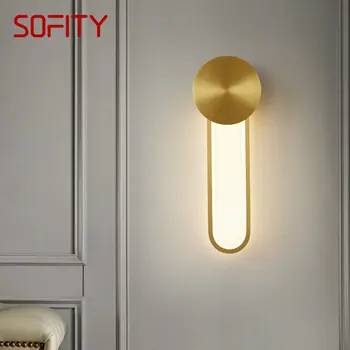 RONIN Современный интерьер, Латунный настенный светильник, LED 3 цвета, внутреннее Золотое Медное бра для роскошного декора гостиной